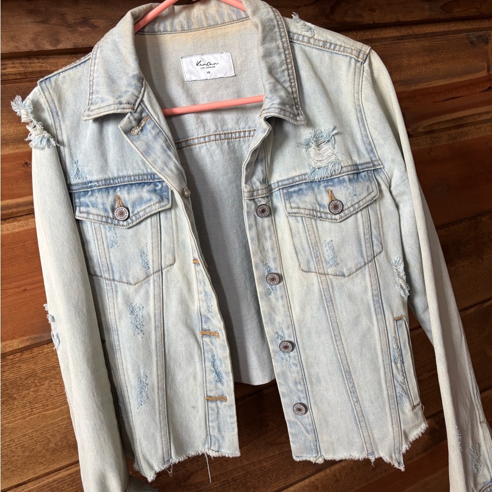 Kendall & Kylie Light Blue Distressed Jean Jacket